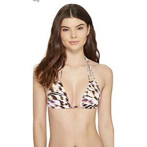 Vitamin A Swimwear Braided Strap Triangle Bikini Top Multicolor XS NWT